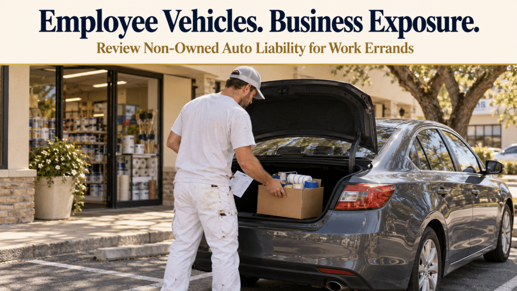 Painting employee loading supplies into a personal sedan during a work errand in Florida.