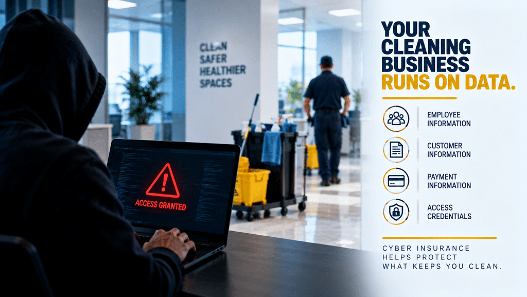 Cyberattack targeting employee information, customer data, payment information and access credentials at a janitorial company.