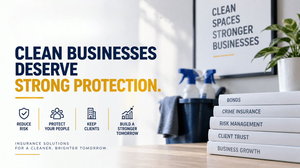 Janitorial company risk management using bonds, crime insurance and security controls to protect customer property and trust.