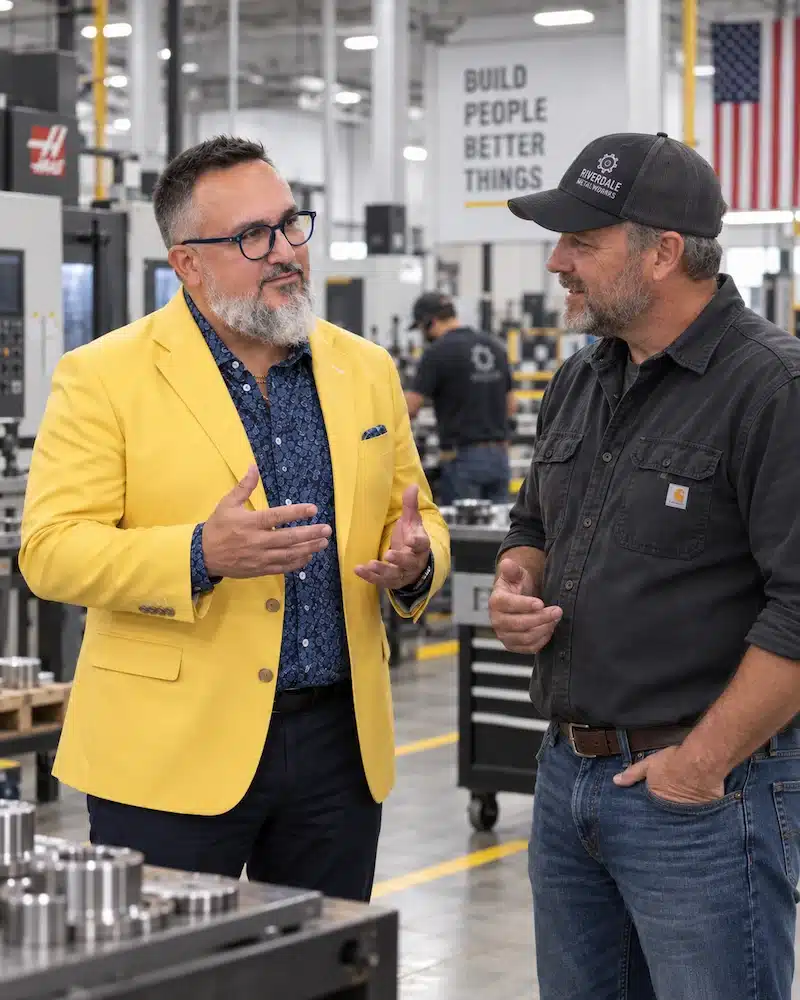 David Carothers meeting with a business owner